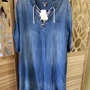 Chelsea & Theodore Blue Denim Lace-Up Dress